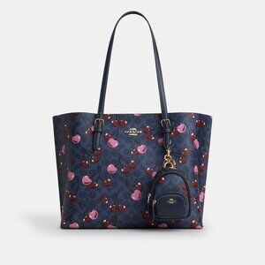 NWOT Mini Court Backpack Bag Charm In Signature Canvas With Cherry Print